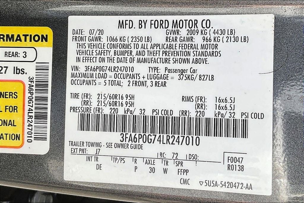 2020 Ford Fusion S